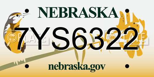 7YS6322 Nebraska License Plate
