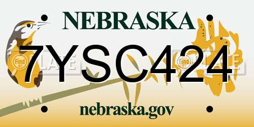 7YSC424 Nebraska License Plate