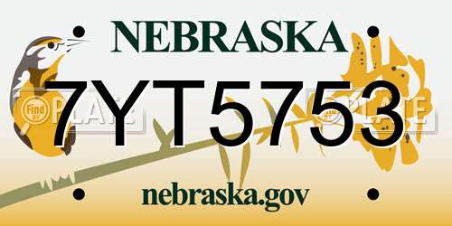 7YT5753 Nebraska License Plate