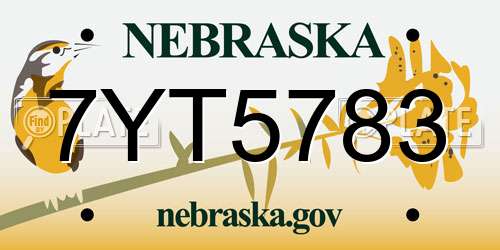 7YT5783 Nebraska License Plate