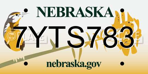 7YTS783 Nebraska License Plate
