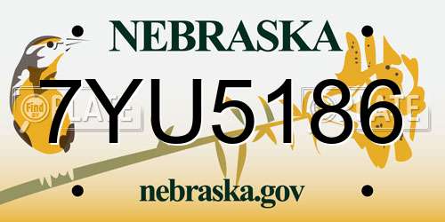 7YU5186 Nebraska License Plate