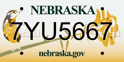 7YU5667 Nebraska License Plate