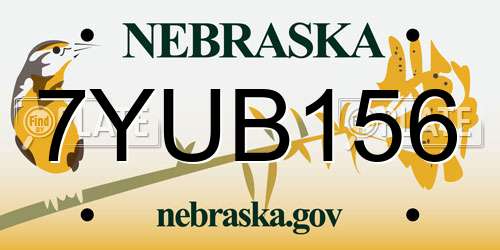 7YUB156 Nebraska License Plate