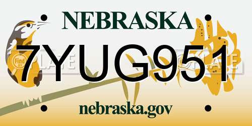 7YUG951 Nebraska License Plate