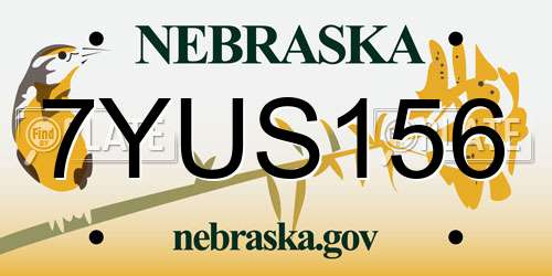7YUS156 Nebraska License Plate