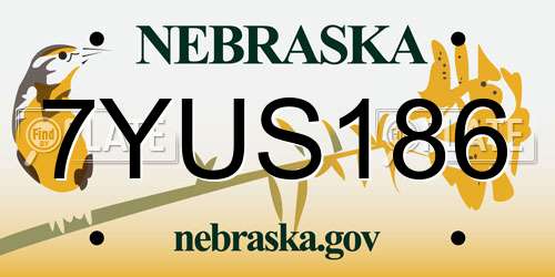 7YUS186 Nebraska License Plate