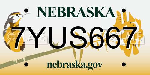 7YUS667 Nebraska License Plate