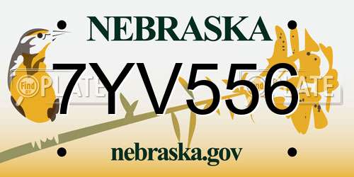 7YV556 Nebraska License Plate