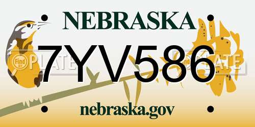 7YV586 Nebraska License Plate