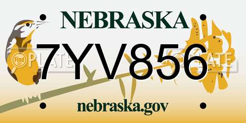 7YV856 Nebraska License Plate