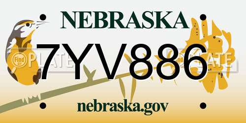 7YV886 Nebraska License Plate