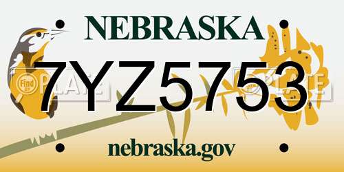 7YZ5753 Nebraska License Plate