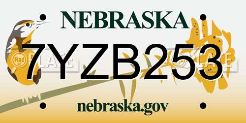 7YZB253 Nebraska License Plate