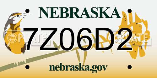 7Z06D2 Nebraska License Plate