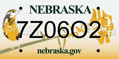 7Z06O2 Nebraska License Plate