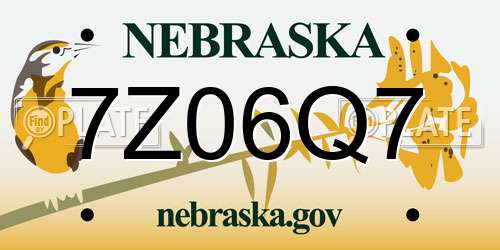 7Z06Q7 Nebraska License Plate
