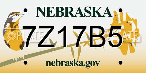 7Z17B5 Nebraska License Plate