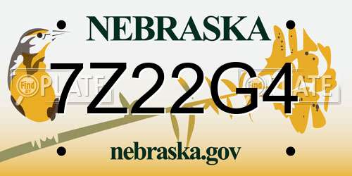 7Z22G4 Nebraska License Plate