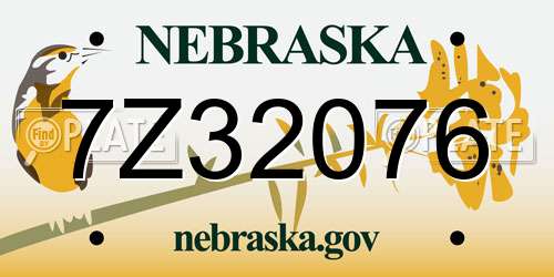 7Z32076 Nebraska License Plate
