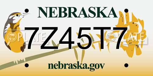 7Z45T7 Nebraska License Plate