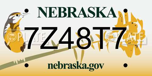 7Z48T7 Nebraska License Plate