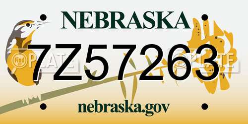 7Z57263 Nebraska License Plate