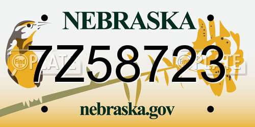 7Z58723 Nebraska License Plate