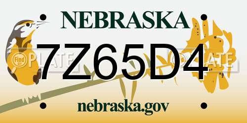 7Z65D4 Nebraska License Plate