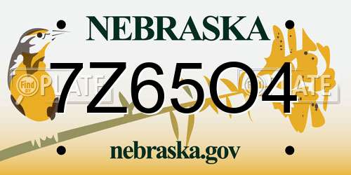 7Z65O4 Nebraska License Plate