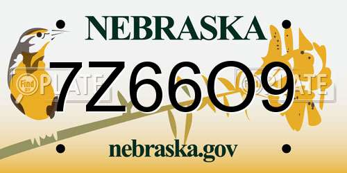 7Z66O9 Nebraska License Plate