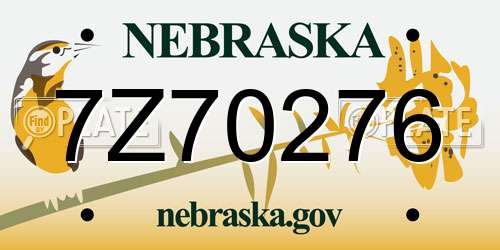 7Z70276 Nebraska License Plate