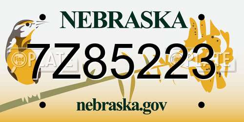 7Z85223 Nebraska License Plate