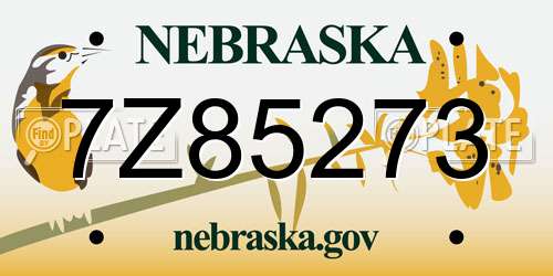 7Z85273 Nebraska License Plate