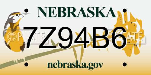 7Z94B6 Nebraska License Plate