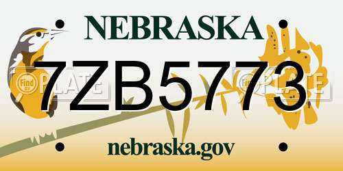 7ZB5773 Nebraska License Plate