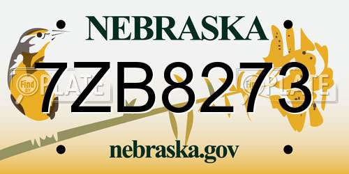 7ZB8273 Nebraska License Plate