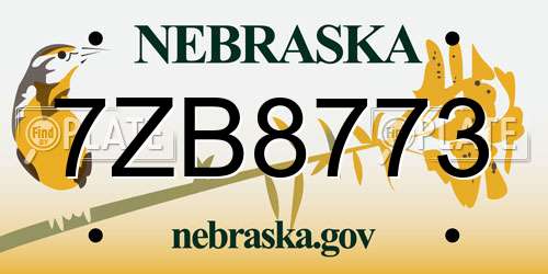 7ZB8773 Nebraska License Plate