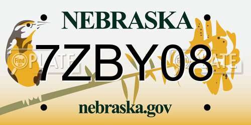 7ZBY08 Nebraska License Plate