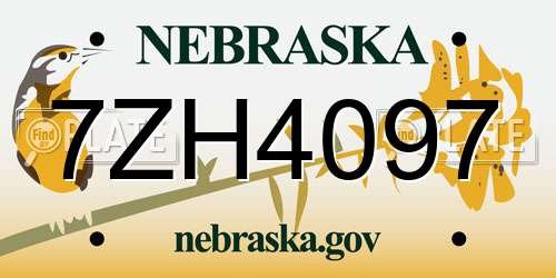 7ZH4097 Nebraska License Plate