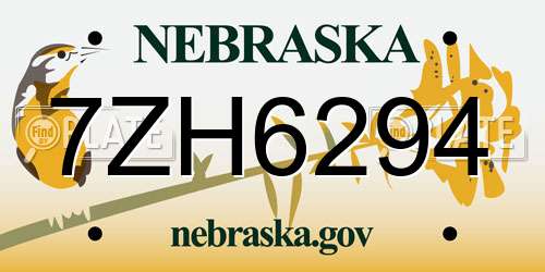 7ZH6294 Nebraska License Plate