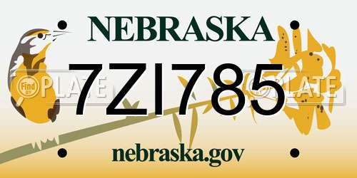 7ZI785 Nebraska License Plate