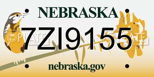 7ZI9155 Nebraska License Plate