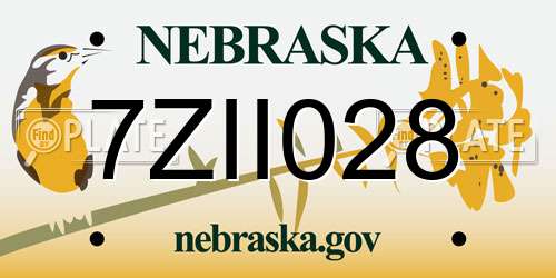 7ZII028 Nebraska License Plate