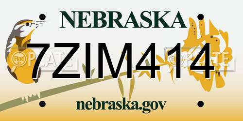 7ZIM414 Nebraska License Plate