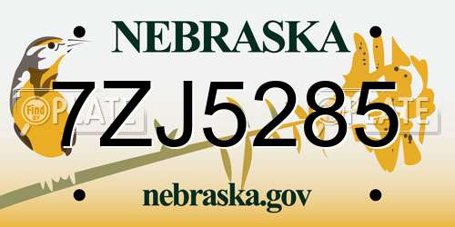 7ZJ5285 Nebraska License Plate