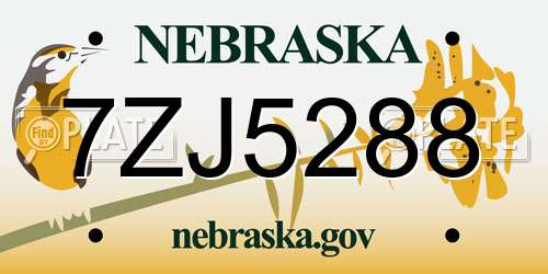 7ZJ5288 Nebraska License Plate