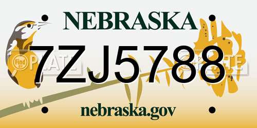 7ZJ5788 Nebraska License Plate