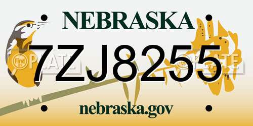 7ZJ8255 Nebraska License Plate
