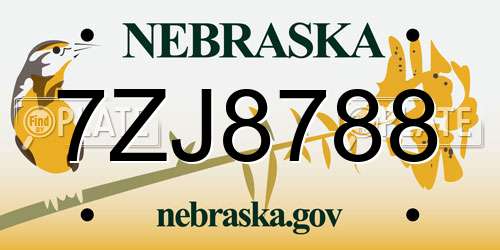 7ZJ8788 Nebraska License Plate